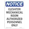 Signmission OSHA Notice, 7" Height, Elevator Mechanical Room Authorized Sign, 7" X 5", Portrait OS-NS-D-57-V-11734 - alternate 1